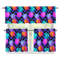 Neon EDM Zig Zag Pineapple Pattern Print 3 Piece Kitchen Curtains