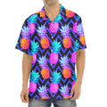 Neon EDM Zig Zag Pineapple Pattern Print Aloha Shirt