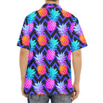 Neon EDM Zig Zag Pineapple Pattern Print Aloha Shirt