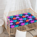 Neon EDM Zig Zag Pineapple Pattern Print Baby Crib Sheet