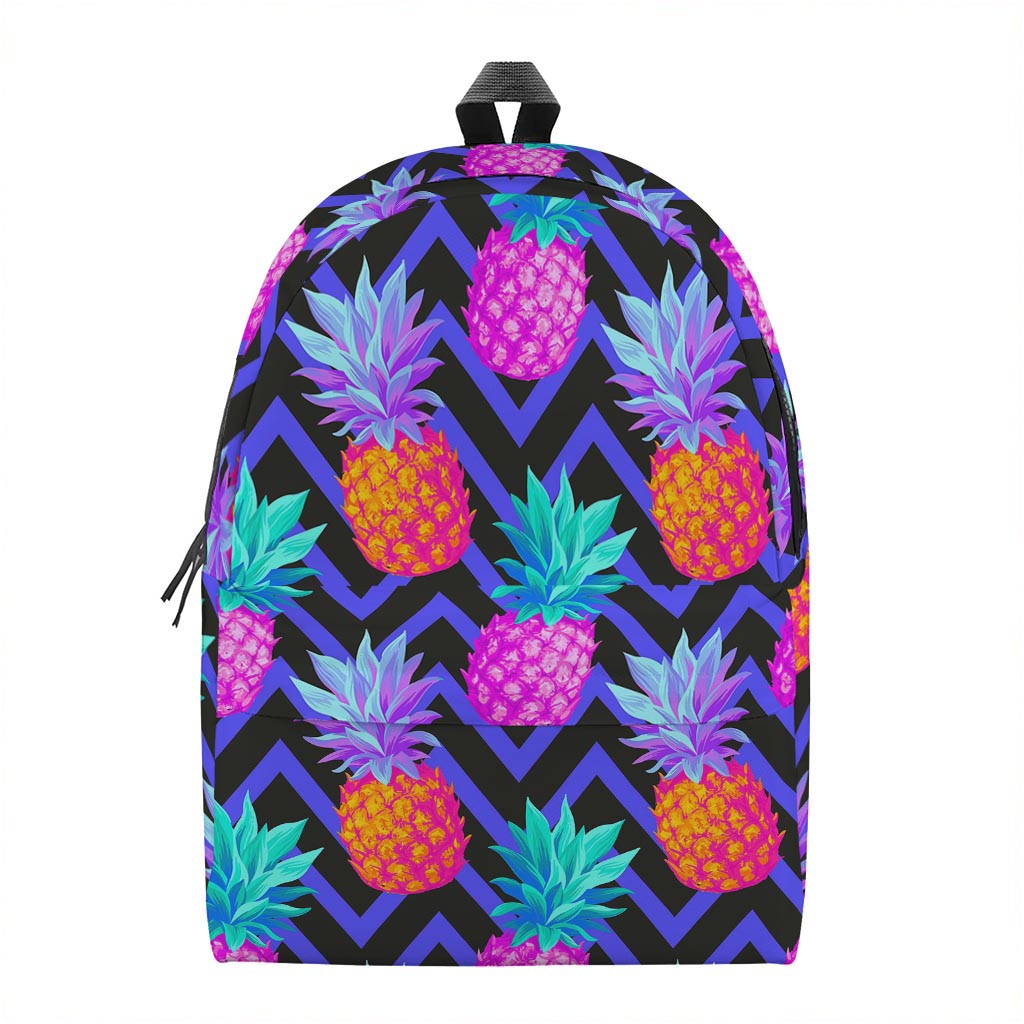 Neon EDM Zig Zag Pineapple Pattern Print Backpack