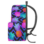 Neon EDM Zig Zag Pineapple Pattern Print Backpack