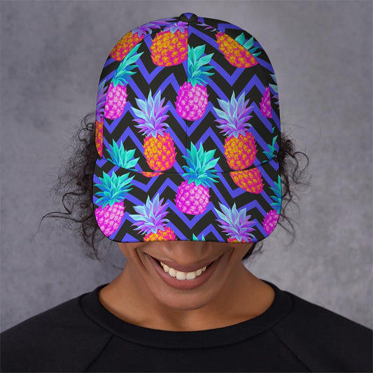 Neon EDM Zig Zag Pineapple Pattern Print Baseball Cap