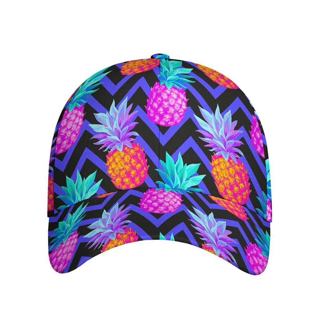 Neon EDM Zig Zag Pineapple Pattern Print Baseball Cap