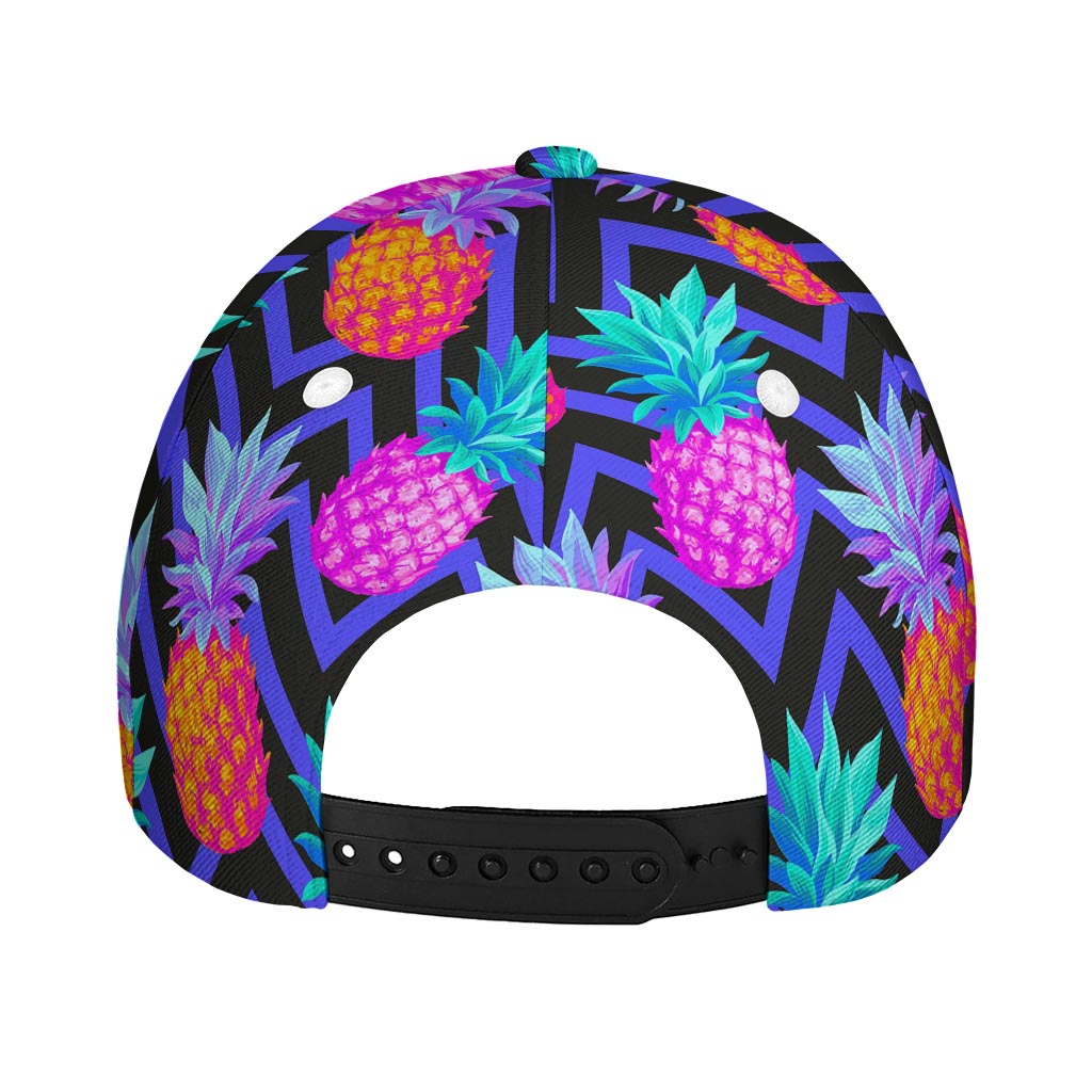 Neon EDM Zig Zag Pineapple Pattern Print Baseball Cap