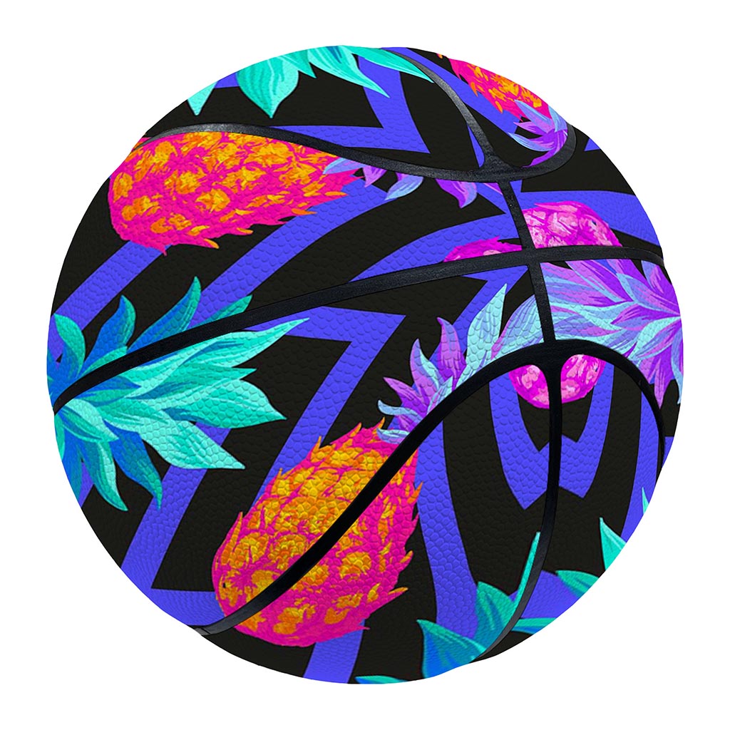 Neon EDM Zig Zag Pineapple Pattern Print Basketball