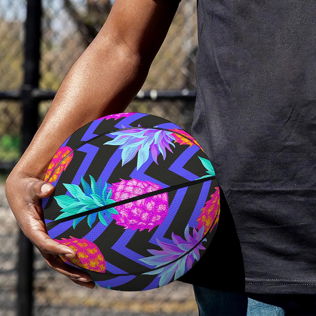 Neon EDM Zig Zag Pineapple Pattern Print Basketball