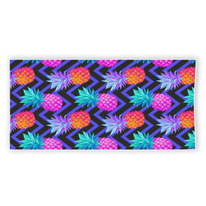 Neon EDM Zig Zag Pineapple Pattern Print Beach Towel