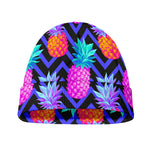 Neon EDM Zig Zag Pineapple Pattern Print Beanie