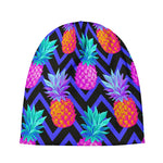 Neon EDM Zig Zag Pineapple Pattern Print Beanie