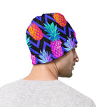 Neon EDM Zig Zag Pineapple Pattern Print Beanie