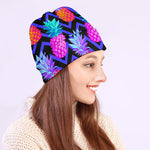 Neon EDM Zig Zag Pineapple Pattern Print Beanie