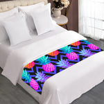 Neon EDM Zig Zag Pineapple Pattern Print Bed Runner