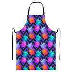Neon EDM Zig Zag Pineapple Pattern Print Bib Apron With Pocket