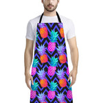 Neon EDM Zig Zag Pineapple Pattern Print Bib Apron With Pocket