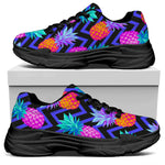 Neon EDM Zig Zag Pineapple Pattern Print Black Chunky Shoes