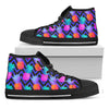 Neon EDM Zig Zag Pineapple Pattern Print Black High Top Sneakers