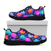 Neon EDM Zig Zag Pineapple Pattern Print Black Running Shoes