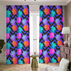 Neon EDM Zig Zag Pineapple Pattern Print Blackout Pencil Pleat Curtains