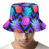 Neon EDM Zig Zag Pineapple Pattern Print Bucket Hat