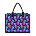Neon EDM Zig Zag Pineapple Pattern Print Canvas Tote Bag