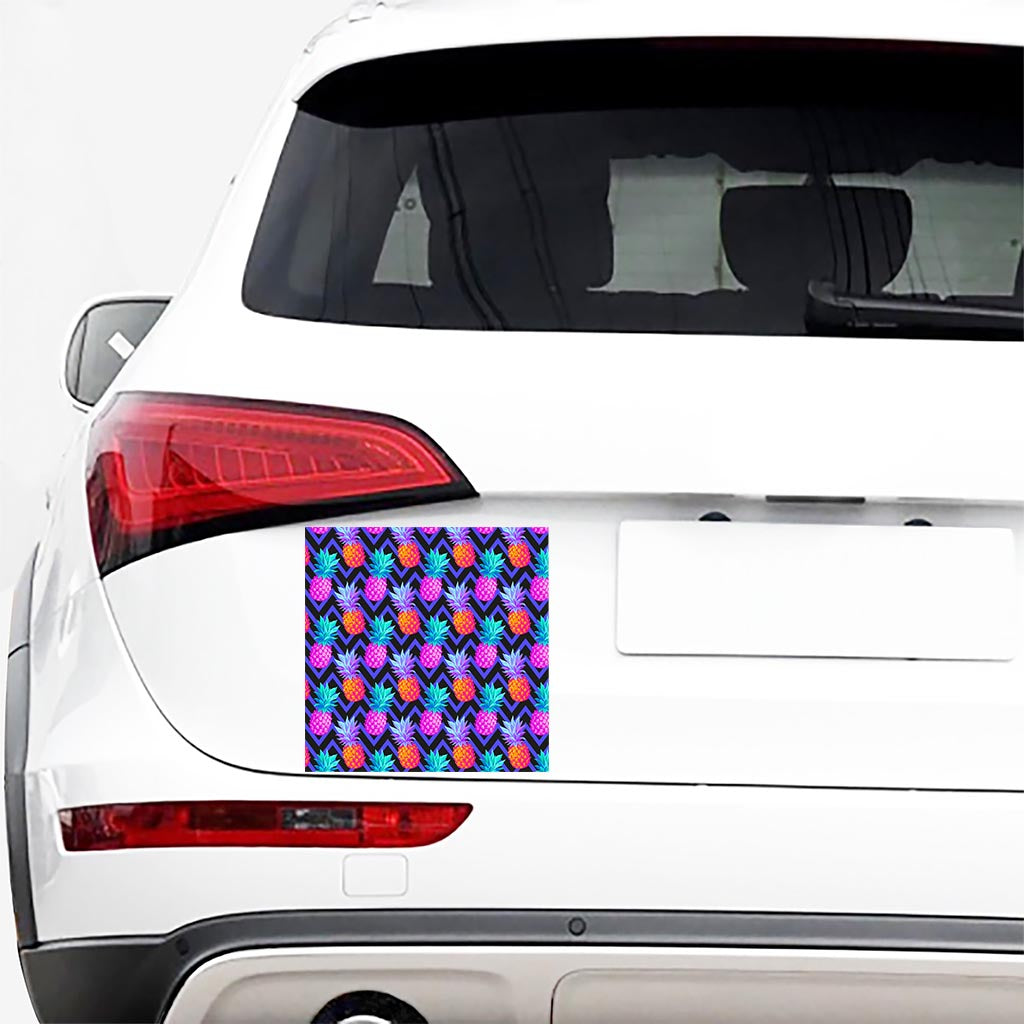 Neon EDM Zig Zag Pineapple Pattern Print Car Sticker