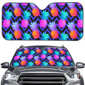 Neon EDM Zig Zag Pineapple Pattern Print Car Windshield Sun Shade