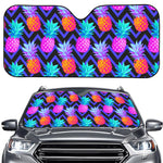 Neon EDM Zig Zag Pineapple Pattern Print Car Windshield Sun Shade