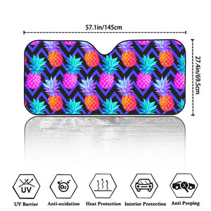 Neon EDM Zig Zag Pineapple Pattern Print Car Windshield Sun Shade