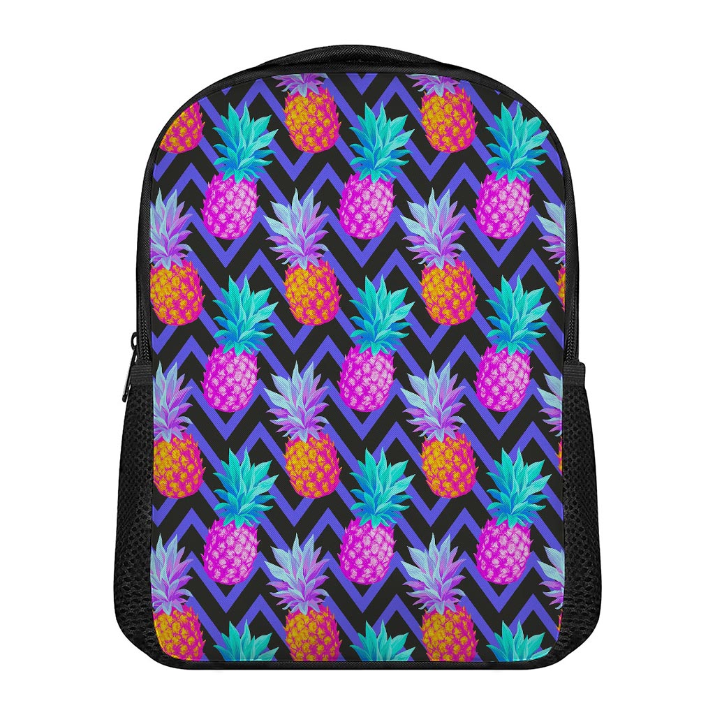 Neon EDM Zig Zag Pineapple Pattern Print Casual Backpack