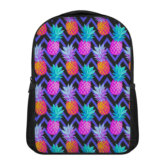 Neon EDM Zig Zag Pineapple Pattern Print Casual Backpack
