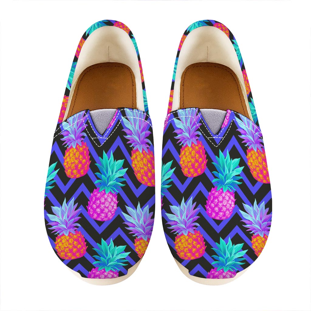 Neon EDM Zig Zag Pineapple Pattern Print Casual Shoes