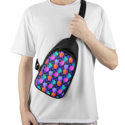 Neon EDM Zig Zag Pineapple Pattern Print Chest Bag