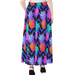 Neon EDM Zig Zag Pineapple Pattern Print Chiffon Maxi Skirt