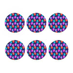 Neon EDM Zig Zag Pineapple Pattern Print Coaster Set