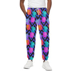 Neon EDM Zig Zag Pineapple Pattern Print Cotton Pants