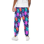Neon EDM Zig Zag Pineapple Pattern Print Cotton Pants