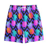 Neon EDM Zig Zag Pineapple Pattern Print Cotton Shorts