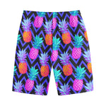 Neon EDM Zig Zag Pineapple Pattern Print Cotton Shorts