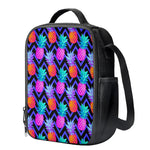 Neon EDM Zig Zag Pineapple Pattern Print Crossbody Lunch Bag