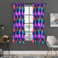 Neon EDM Zig Zag Pineapple Pattern Print Grommet Curtain Panels