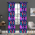 Neon EDM Zig Zag Pineapple Pattern Print Curtain