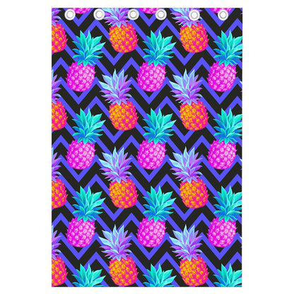 Neon EDM Zig Zag Pineapple Pattern Print Curtain