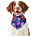 Neon EDM Zig Zag Pineapple Pattern Print Dog Bandana