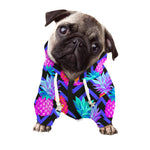 Neon EDM Zig Zag Pineapple Pattern Print Dog Zip Up Hoodie