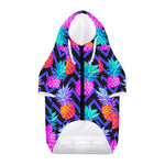 Neon EDM Zig Zag Pineapple Pattern Print Dog Zip Up Hoodie