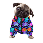 Neon EDM Zig Zag Pineapple Pattern Print Dog Zip Up Jacket