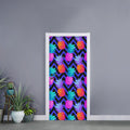 Neon EDM Zig Zag Pineapple Pattern Print Door Sticker