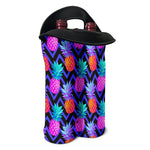 Neon EDM Zig Zag Pineapple Pattern Print Double Neoprene Wine Tote