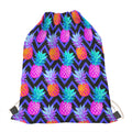 Neon EDM Zig Zag Pineapple Pattern Print Drawstring Bag